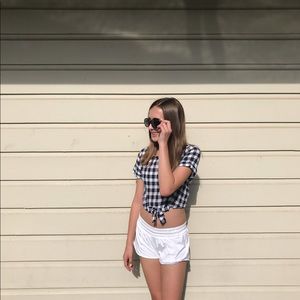 a checkered crop top